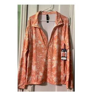 Coral Floral Quarter-Zip Women's Sweatshirt